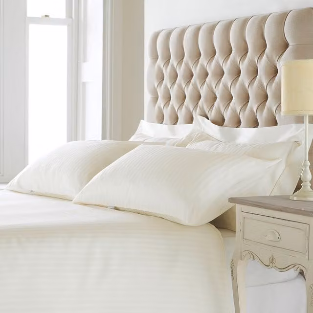 Oxford Striped Cotton Pillowcase in Beige, Yellow and White