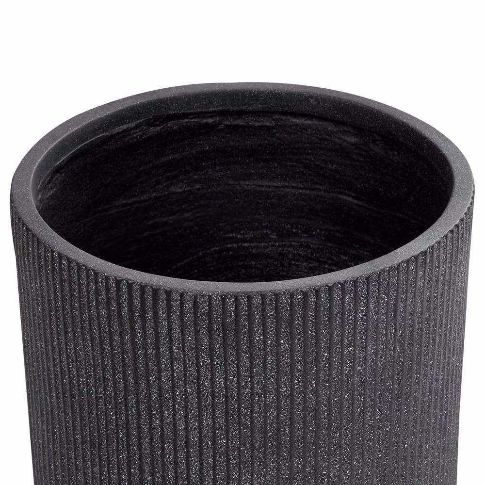 Wyld and Coco TerraGrove Ribbed Planter Pot, Grey, Diameter: 37 cm – 3