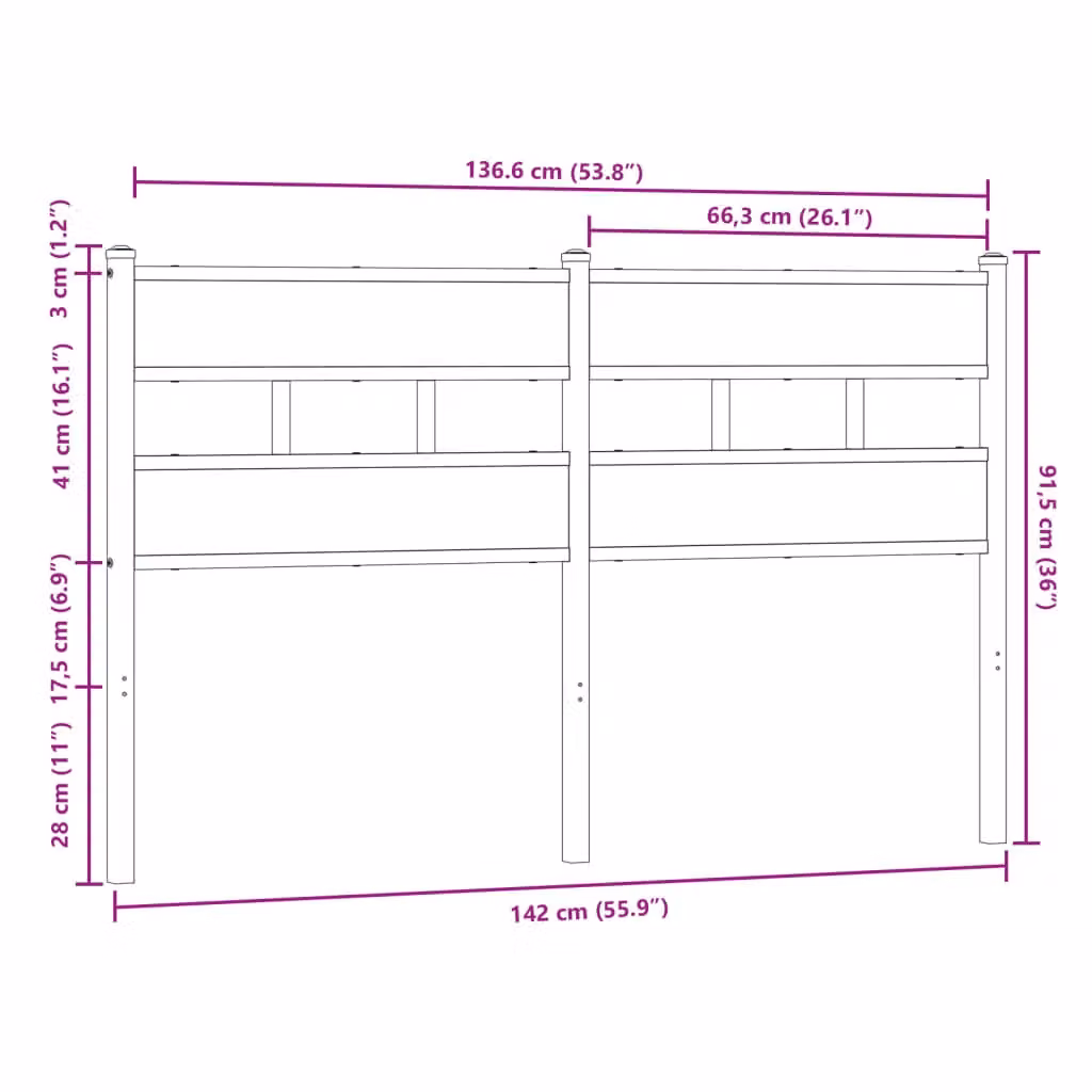 Berkfield Home Classic Headboard in Brown Oak, Width: 135 cm – 4