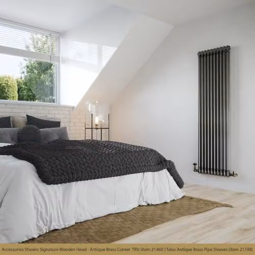 UK Radiators Alpha Raw Metal 2 Column Vertical Traditional Cast-Iron Style Radiator in Silver, H 180 x W 46 cm – 3