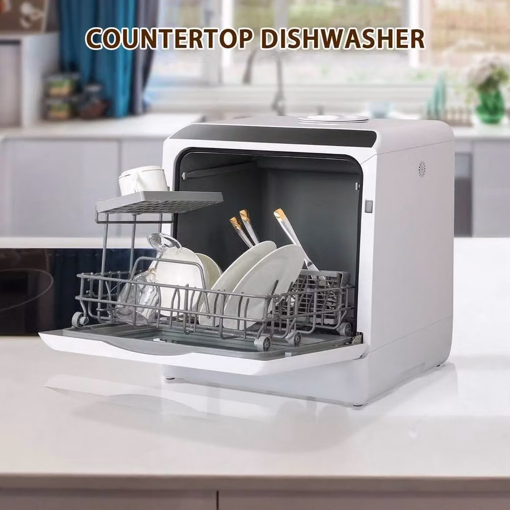 FLAVORA Countertop Mini Freestanding Table Top Dishwasher in White – 6
