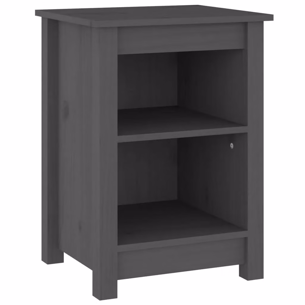 Berkfield Home Set of 2 Grey Solid Wood Pine Bedside Cabinets, W/D/H: 40 x 35 x 55 cm – 3