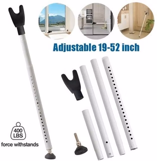 NESTLUNE White Steel Home Security Bar Lock Window Jammer, W: 520 mm – 1