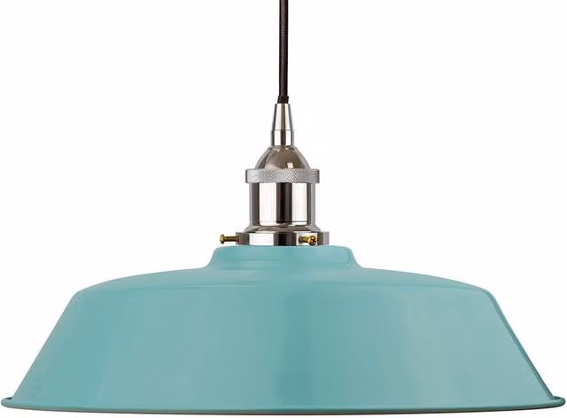 SE Home Chancery Round Pendant Light in Duck Egg Blue and Black with Nickel Finish