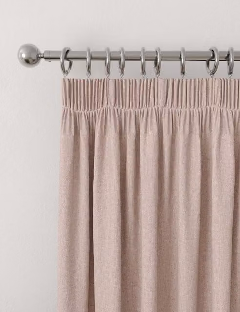 M&S Blush Pink Thermal Blackout Pencil Pleat Curtains