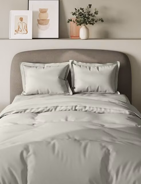 M&S 2 Pack 300 Thread Count Cotton Oxford Pillowcases in Grey