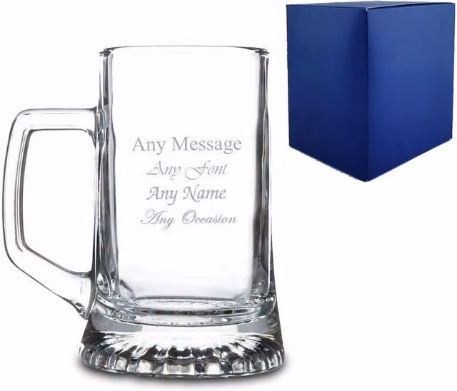 Uniqueful Personalised 18oz Glass Beer Stern Tankard in Clear