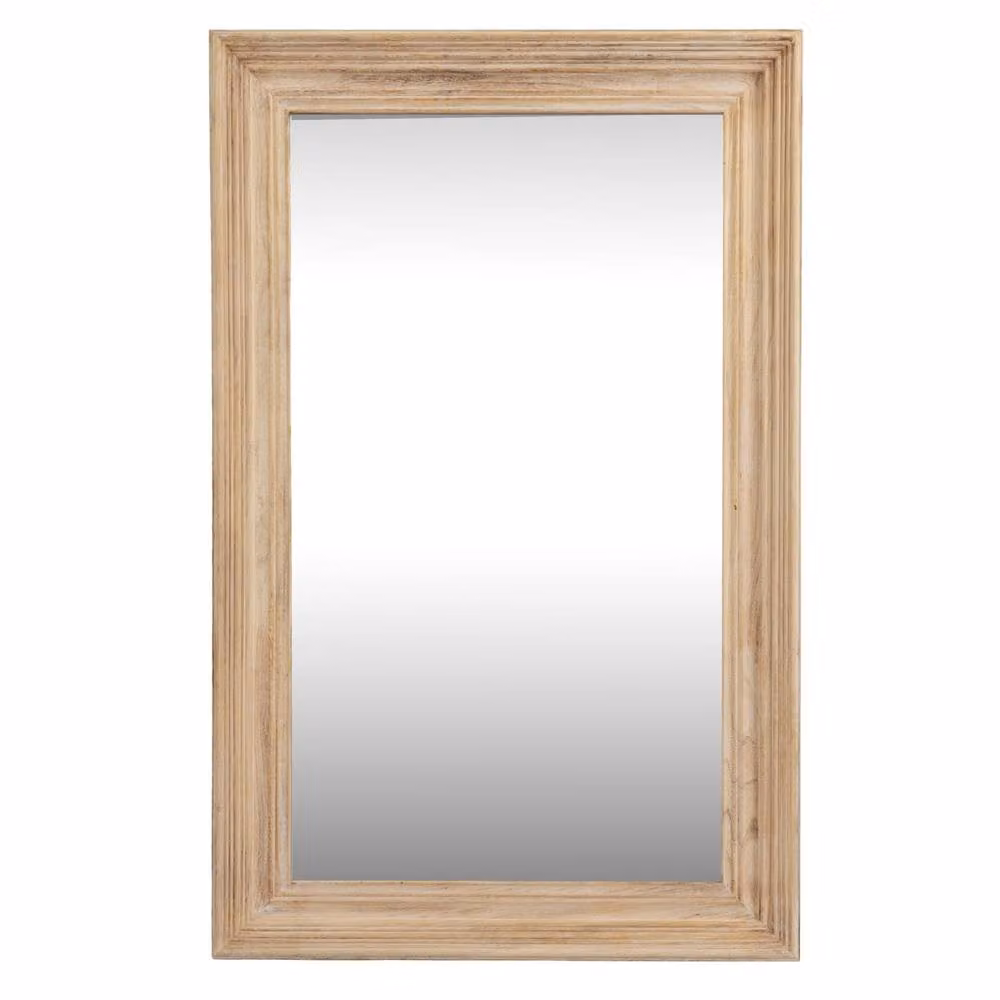 Wyld Haus Large Rectangular Framed Mirror in Natural Washed Brown Wood – 2