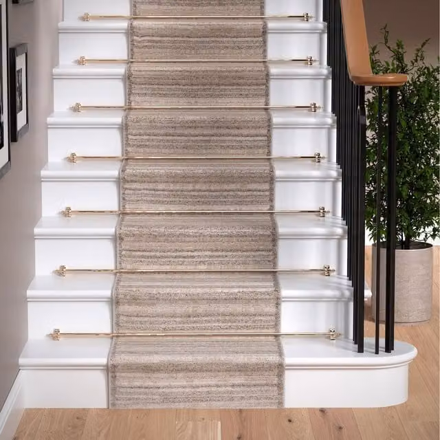 The Rug House Natural Simple Linear Striped Living Area Rug in Beige, Pink or Anthracite, W: 800 cm, D: 60 cm
