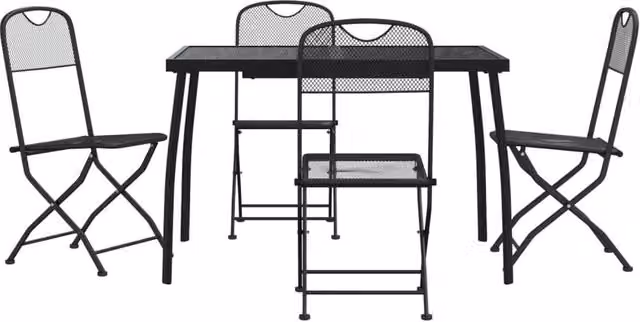 Berkfield Home 5 Piece Modern Garden Dining Set in Anthracite Black Metal Mesh – 1