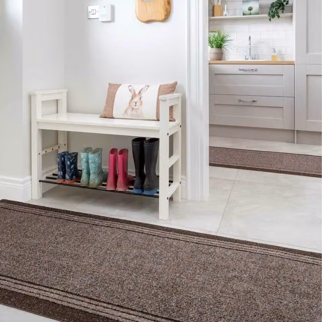 The Rug House Brown Non Slip Hard Wearing Kitchen Utility Runner Rug