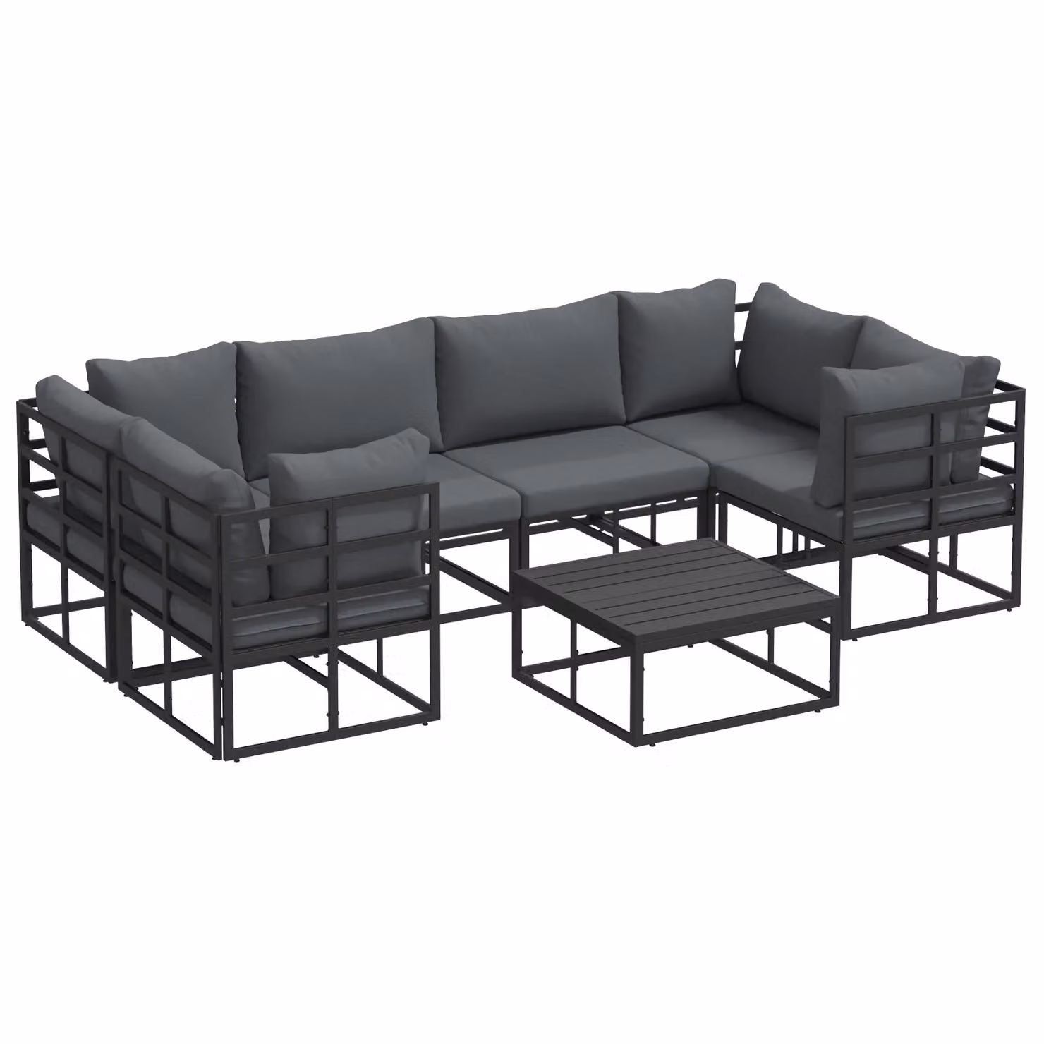 Berkfield Home 7 Piece Black Matt Aluminium Garden Sofa Set – 2