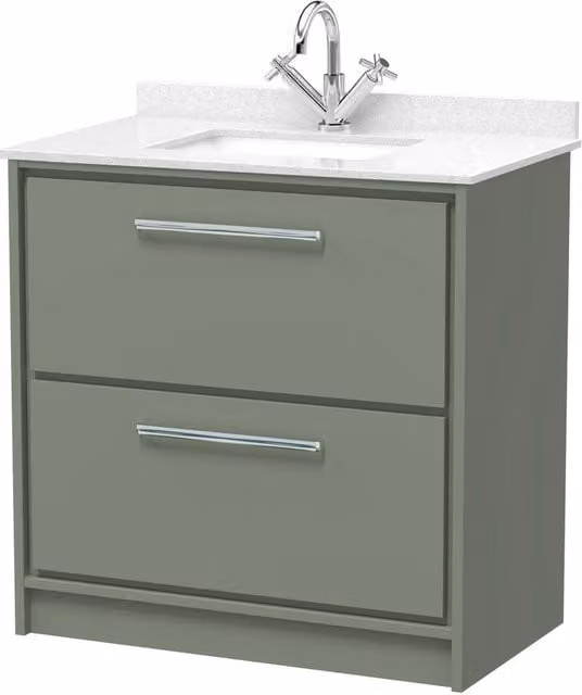 Balterley 800mm Floor Standing 2 Drawer Basin with Marble Worktop, Fern Green – 1