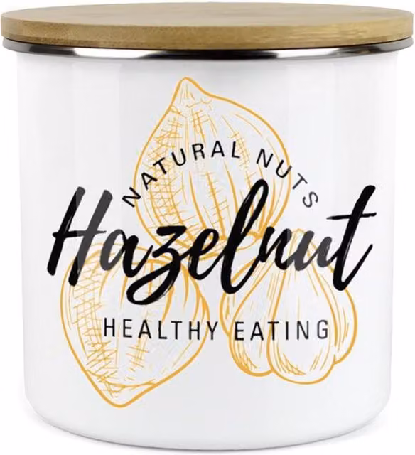 Purely Home Classic Snacks Storage Pot with Hazelnuts in White Enamel and Ceramic