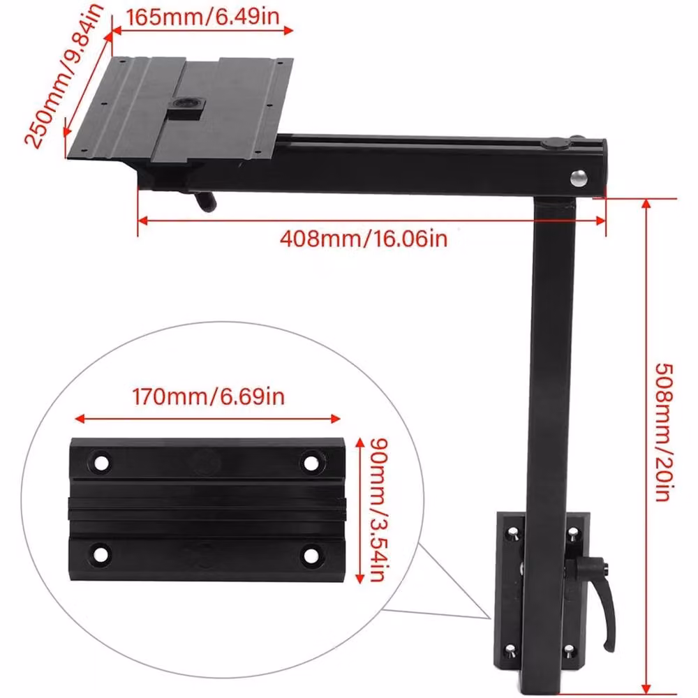 Nordara Black Aluminium Swivel Adjustable RV Table Leg with Plate – 2