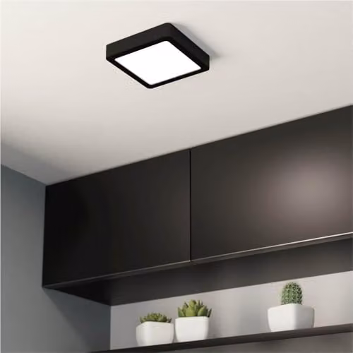 Loops Modern Square LED Ceiling Light in Black and Chrome with Dimmable Bulb Included – 2