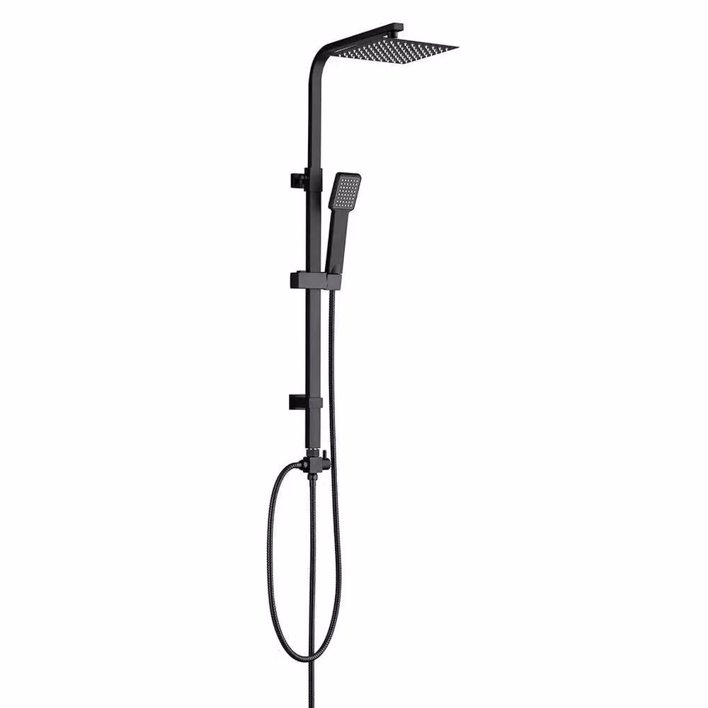 NESTLUNE Large Square Dual Waterfall Rain Shower Head in Matt Black Stainless Steel – 2