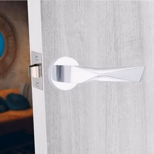 Golden Grace Aura Door Handles with Latch and Hinges in Polished Chrome, 6 Sets – 2