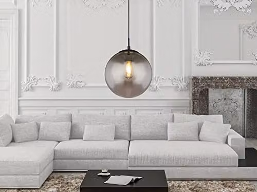 Netlighting Blama Sphere Pendant Ceiling Light in Black with Glass Shade, Height Adjustable, E27, W/D/H: 30 x 30 x 30 cm – 2