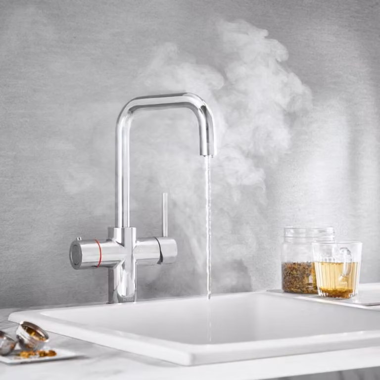 Nes Home 3 in 1 Single Lever Boiling Water Kitchen Mixer Tap Set in Chrome Silver