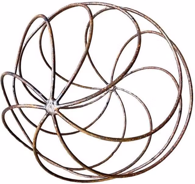 Poppyforge Sphere Plant Pins Garden Art in Brown Bare Metal, Diameter: 40 cm – 1