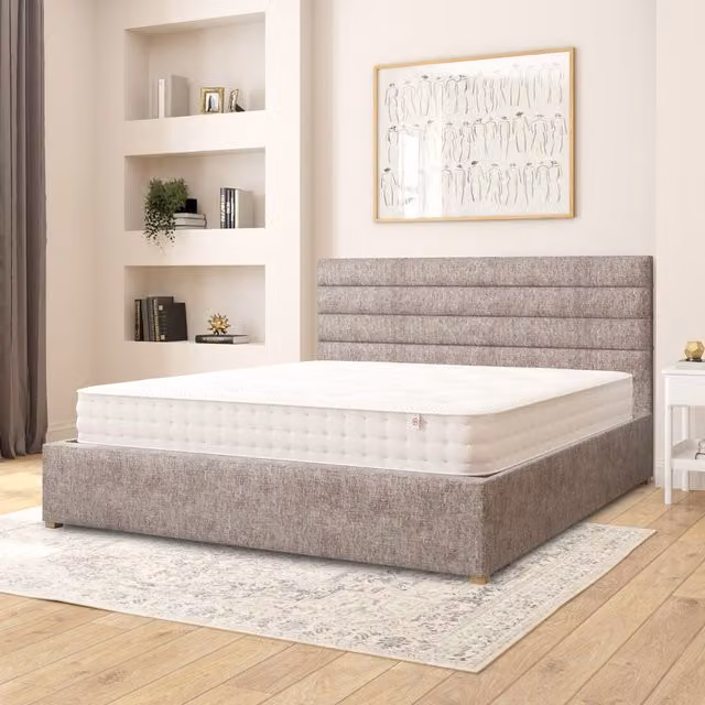 Aspire Kelly Silver Firenze Velour Fabric Ottoman Storage Bed, W: 200 cm, D: 200 cm