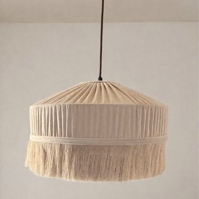 CGC Interiors Classic Round Fabric Lampshade in Beige and White, W: 40 cm, H: 21 cm