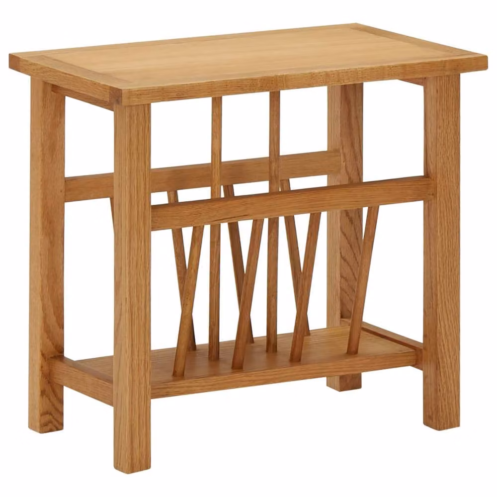 Berkfield Home Magazine Table in Light Brown Solid Oak Wood, W/D/H: 45 x 27 x 42 cm – 1