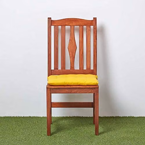 Homescapes Yellow Quilted Cotton Seat Pads with Ties, Set of 4, W/D/H: 40 x 40 x 6.5 cm – 2