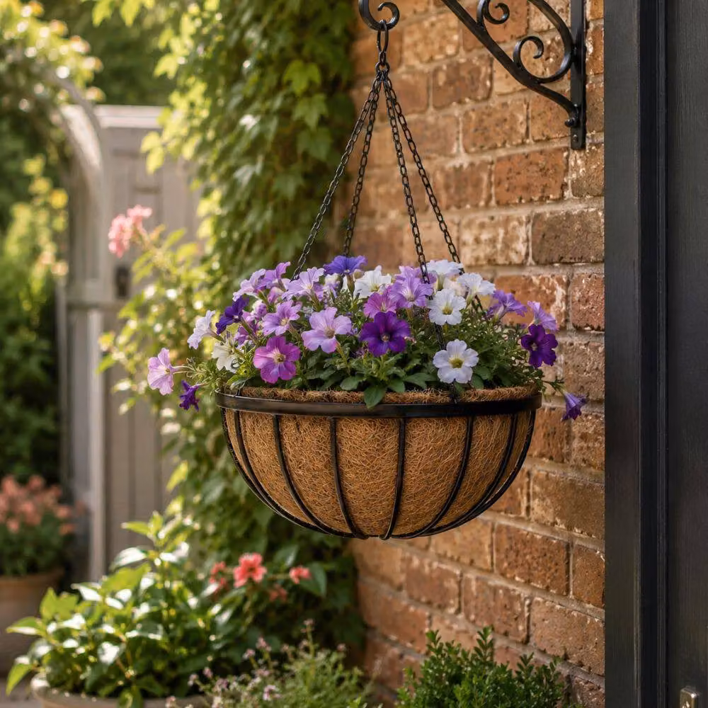 Marco Paul Black Hanging Flower Basket Planter, Diameter: 35.56 cm – 4