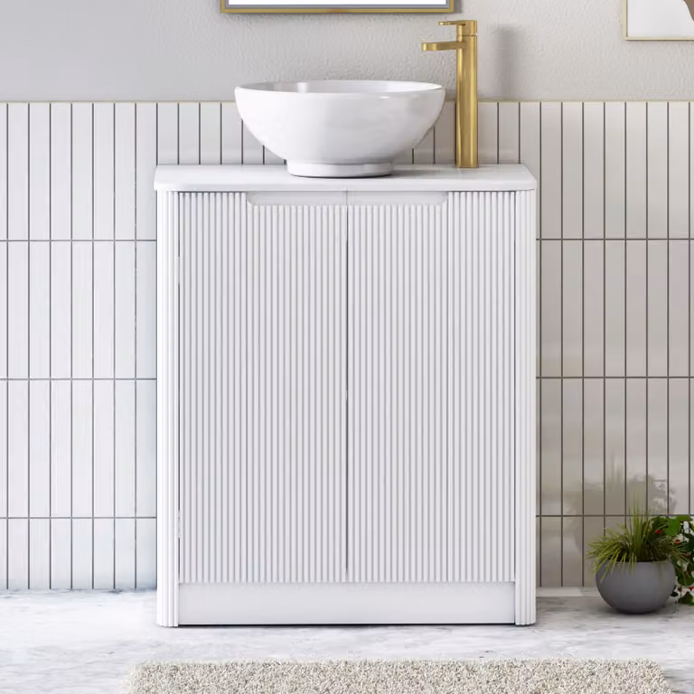 Royal Bathrooms Avenza 800mm Matt White Floor Standing 2 Door Vanity Unit with Breeze Basin and Plain White Worktop