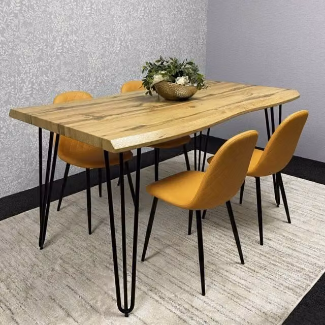 Kosy Koala Modern Rectangular Dining Table Set with 4 Yellow Chairs