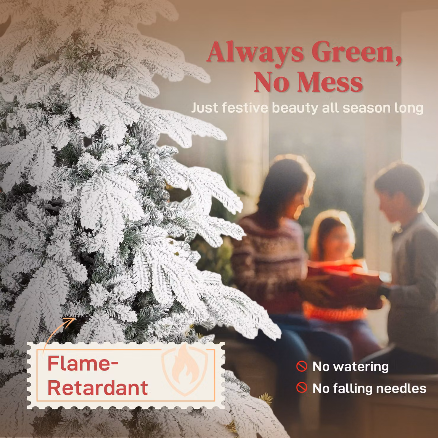HOMCOM 6ft Super Flocked Christmas Tree in Green and White – 4