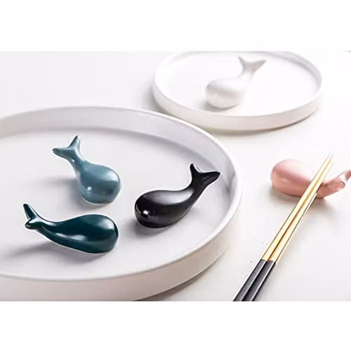 JINGYAN Ceramic Whale Shape Chopstick Rest in Pink – 2