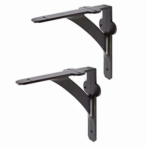 Hammer and Tongs Matt Black Iron Shelf Bracket, Pack of 2, Diameter: 150 mm
