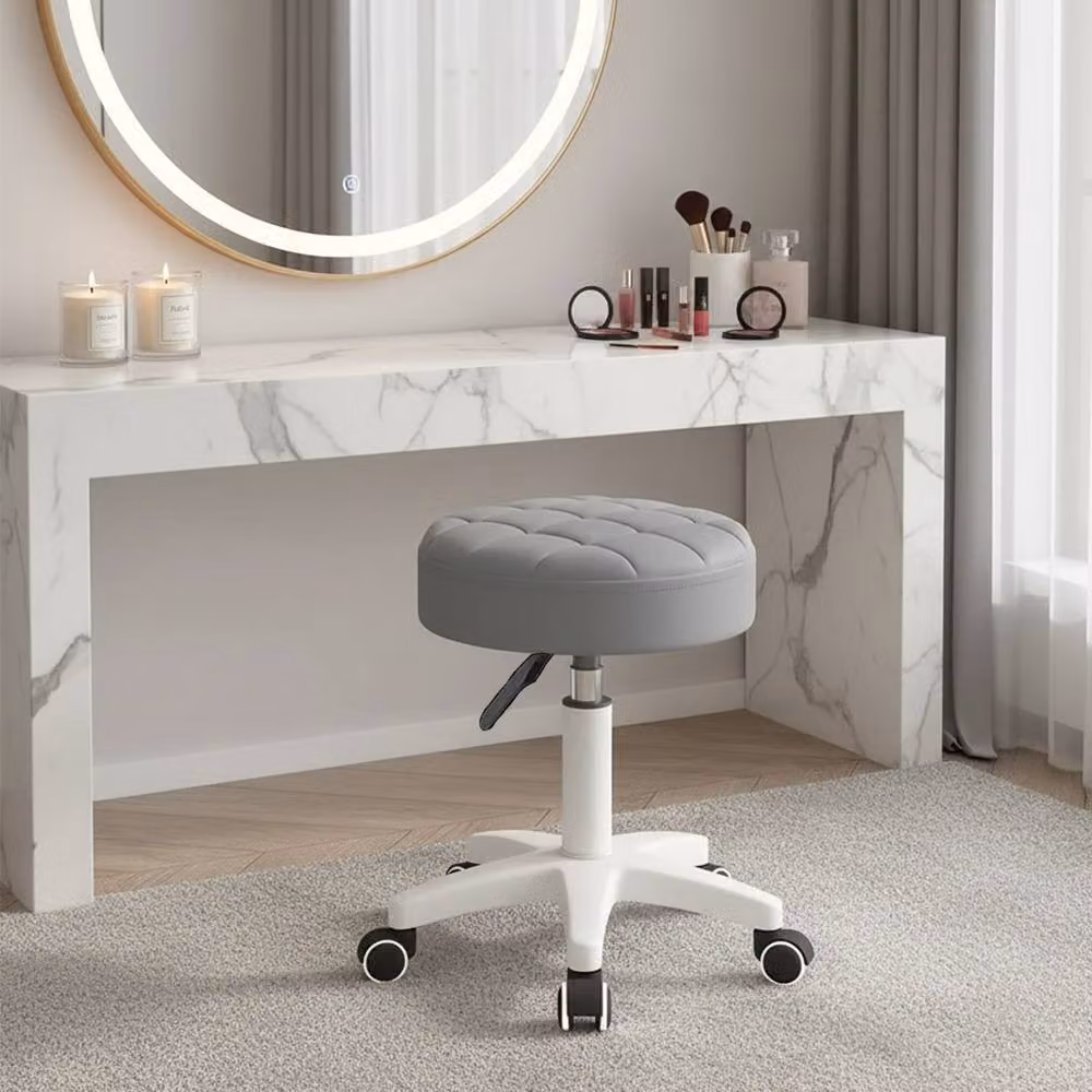 Ventryn Vintage Salon Chair in Grey with 360 Degree Swivel and Height Adjustable Lift – 4