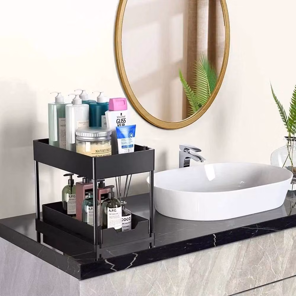KORVIXA Under Sink Organiser for Kitchen and Bathroom Storage, Black, W/D/H: 100 x 100 x 36 cm – 5