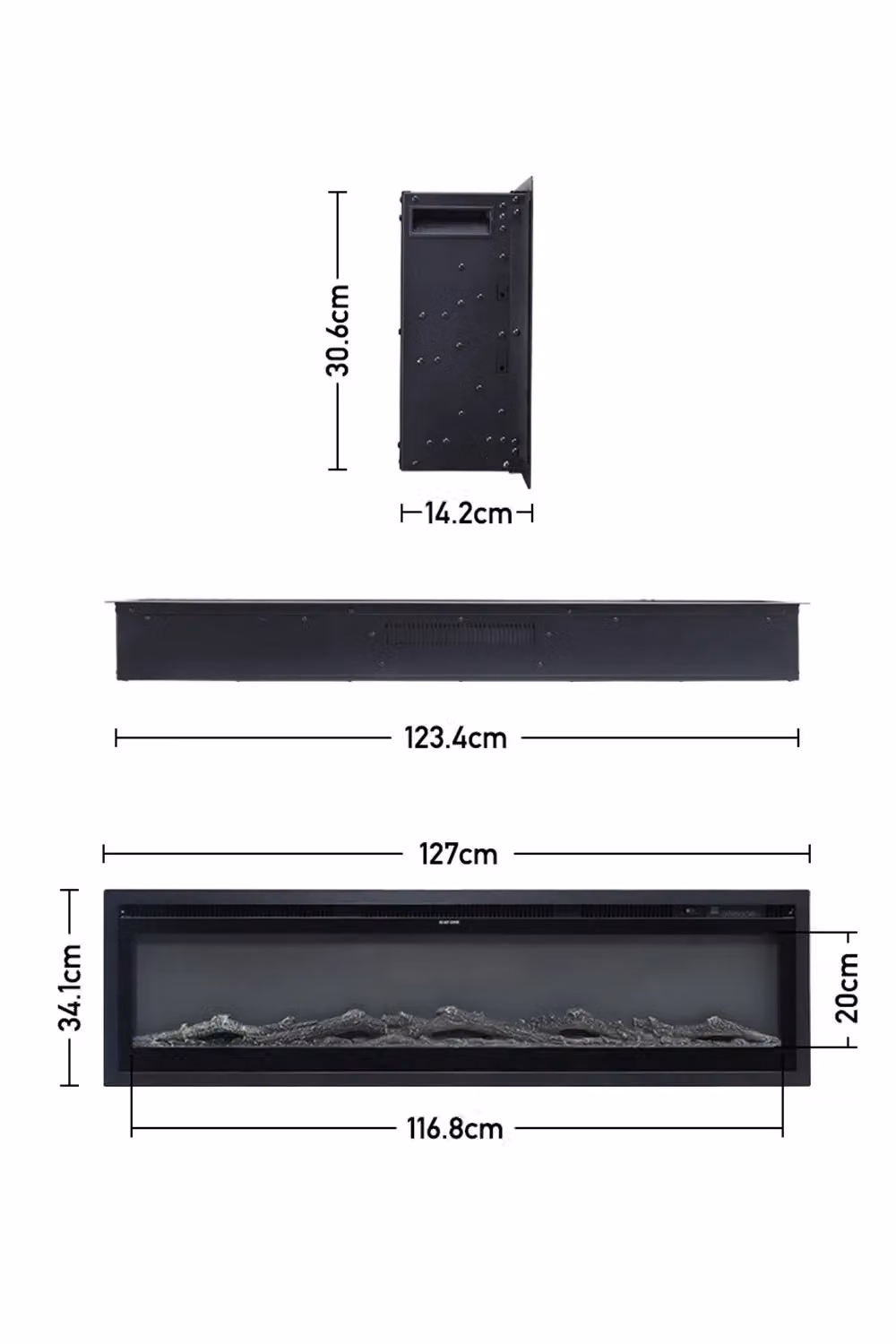 Living and Home 50 Inch Electric Fireplace with Remote, 12 Flame Colours and 1500W Heating in Black – 5
