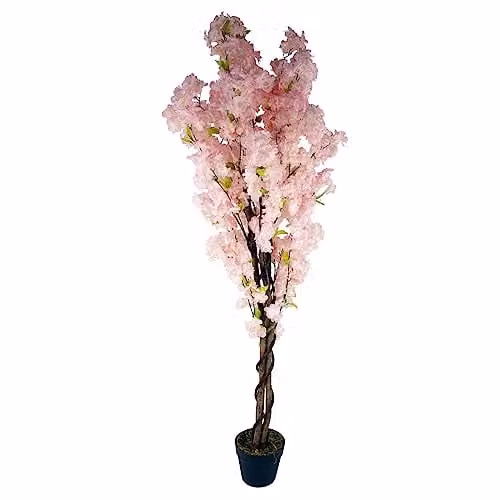 Leaf Design UK Pink Artificial Cherry Blossom Tree, Height: 150 cm