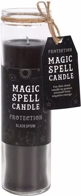 KDMK Protection Spell Opium Scented Tube Candle in Black Glass Jar with 70-Hour Burn Time