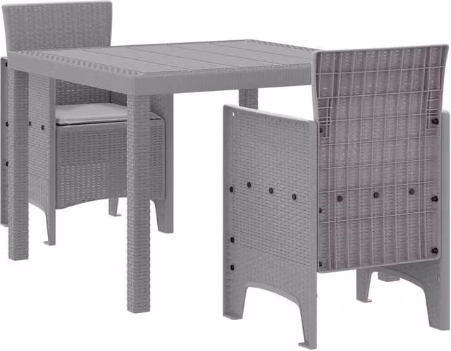 Berkfield Home 3 Piece Garden Dining Set with Light Grey Cushions and Poly Rattan – 1