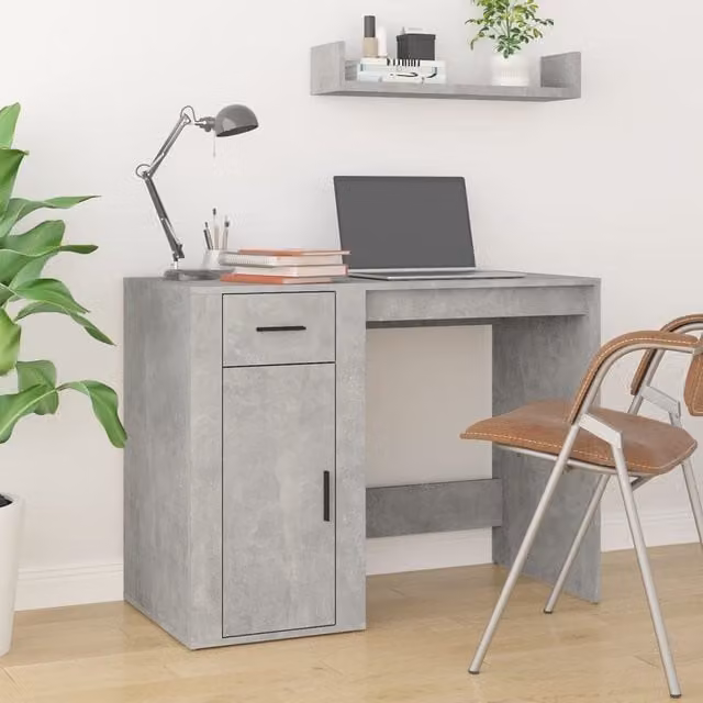 Berkfield Home Modern Computer Desk in Grey, W/D/H: 100 x 49 x 75 cm – 1