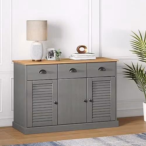 vidaXL VIGO Sideboard with Drawers in Grey Solid Pine Wood, W/D/H: 113 x 40 x 75 cm – 2