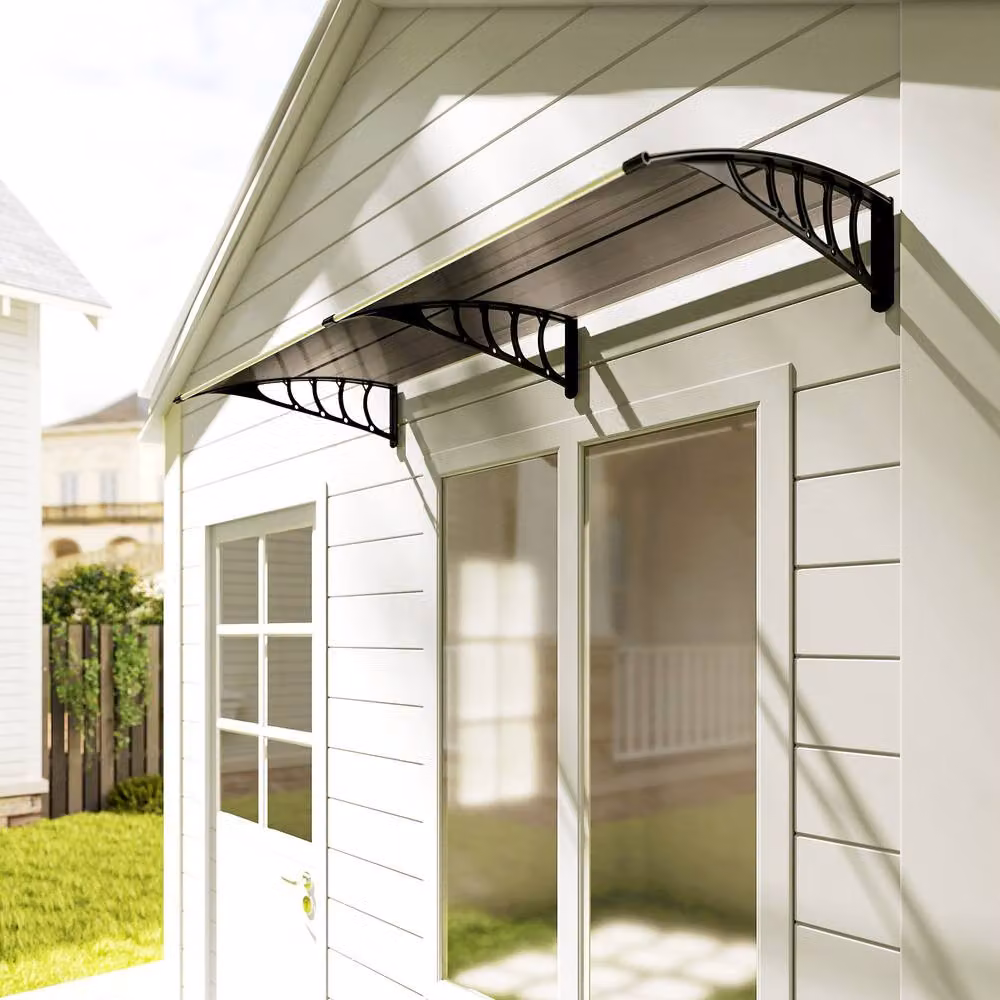 Outsunny Wall-Mounted Front Door Canopy Awning, Brown, W: 200 cm, D: 96 cm – 10