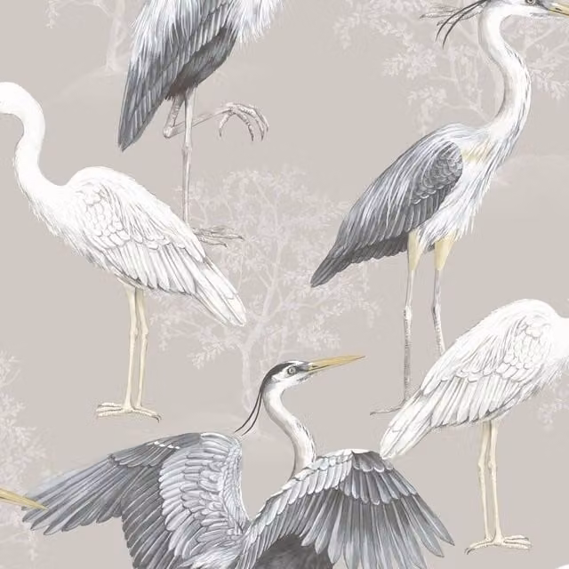 Rasch The Design Library Heron Crane Nature Mural Wallpaper in Grey