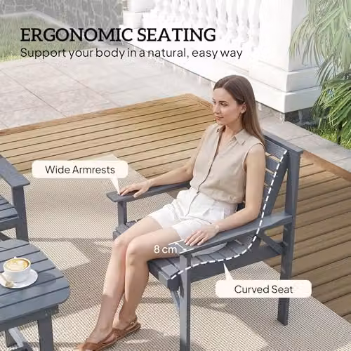 Outsunny 4 Seater Wooden Garden Furniture Set in Grey Lacquered Finish – 4