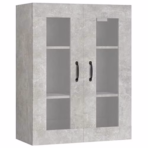 vidaXL Modern Hanging Wall Cabinet with Glass Doors in Grey, W/D/H: 69.5 x 34 x 90 cm – 1