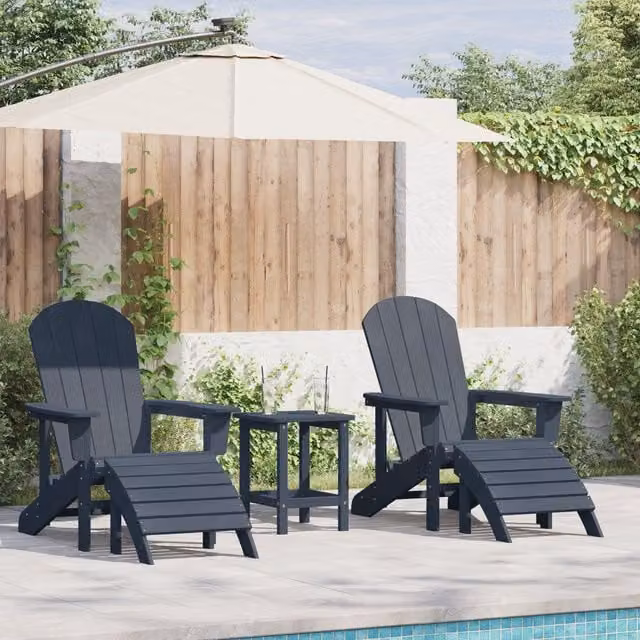 Berkfield Home 3 Piece Modern Garden Lounge Set in Navy Blue HDPE – 1