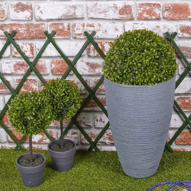 URBNLIVING Modern Tabletop Garden Planters in Grey and Black, W/D/H: 28 x 28 x 43 cm
