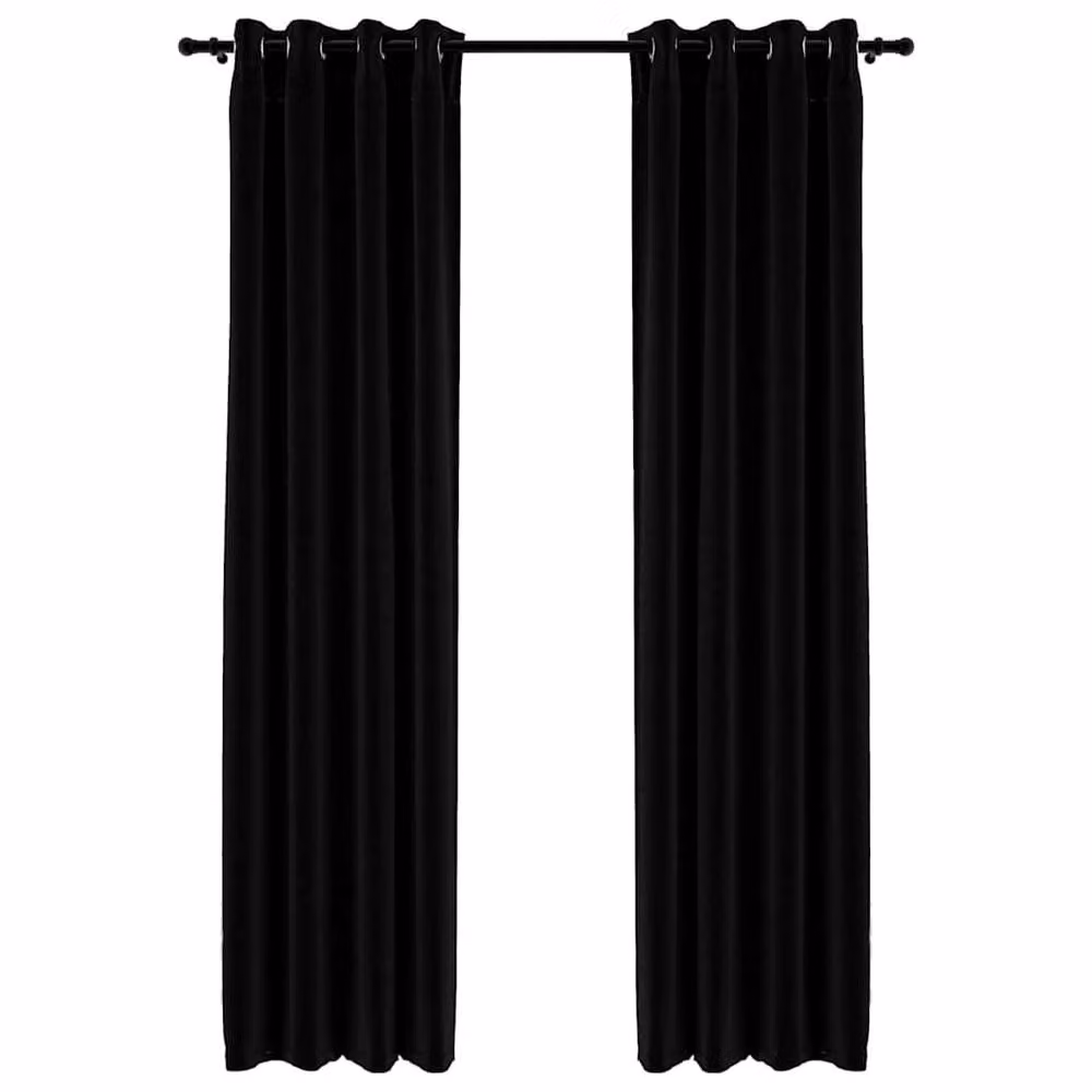 Berkfield Home Linen-Look Blackout Curtains with Eyelets, 2 Pack, Black, W: 140 cm, H: 225 cm – 3